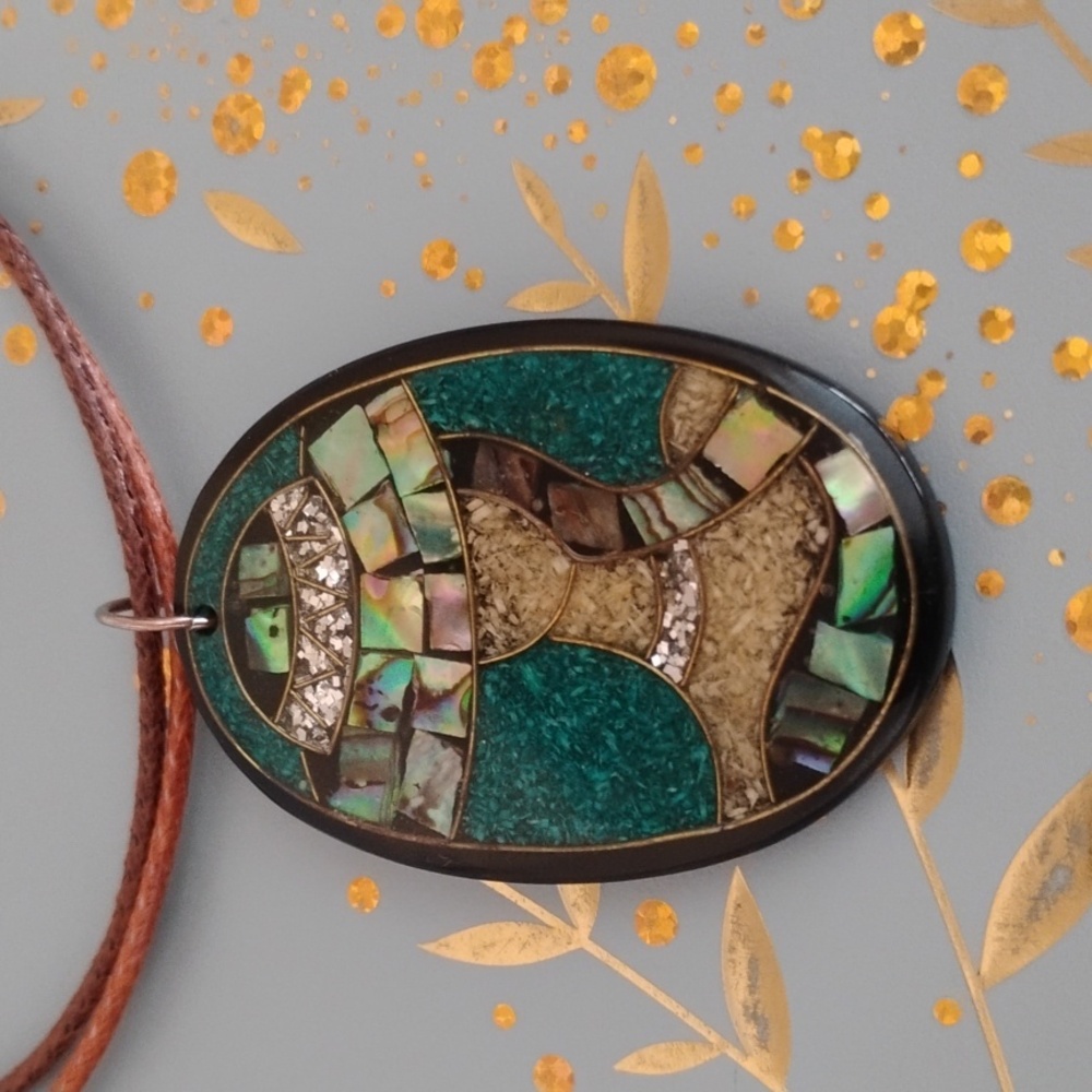 Mosaic Abalone Pendant Necklace - Picture 6 of 9